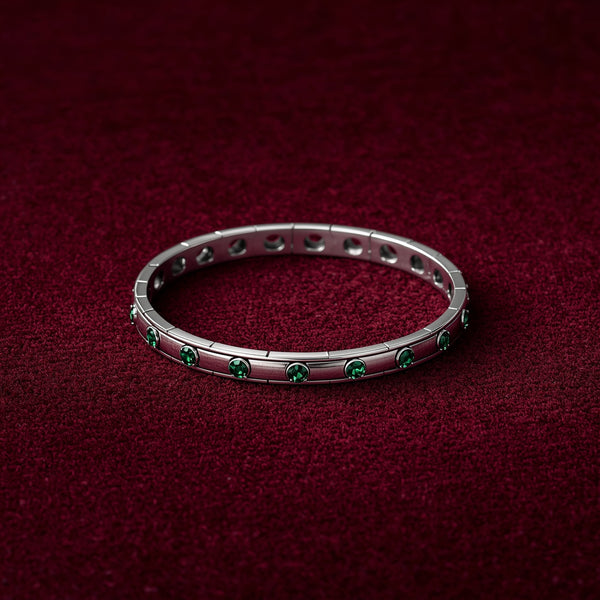 Nova Emerald Band – Slim Silver Bracelet