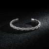 Braided Silver Open Bracelet – Hand-Woven Men’s Design
