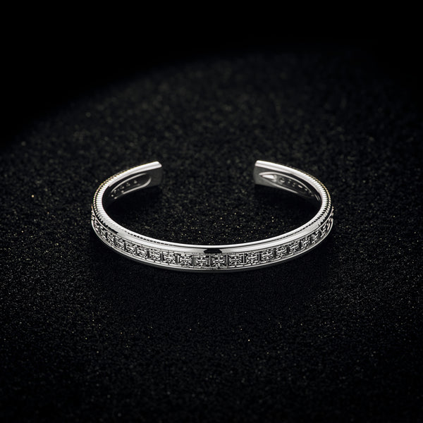 Geometric Silver Cuff Bracelet – Precision Cut Bangle