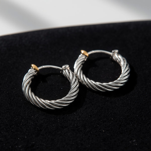 Fusion Cable Hoops – Silver Rope Twist Earrings