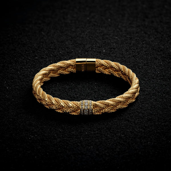 Diamond-Accent Gold Rope Bracelet