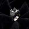 Valor Square Ring – Black Gem & Silver Frame